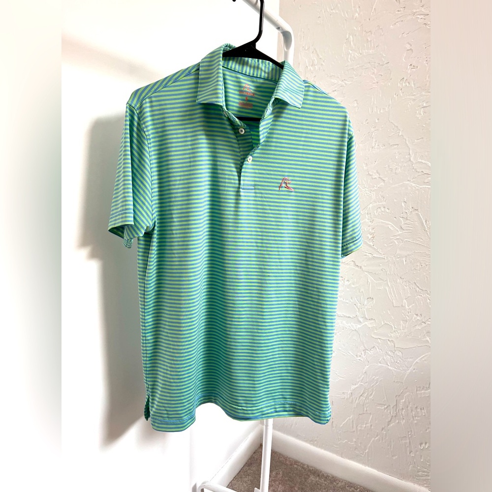 ❌sold❌Rhoback Polo Shirt Men Blue Green Golf Performance Stretch Wicking Size S